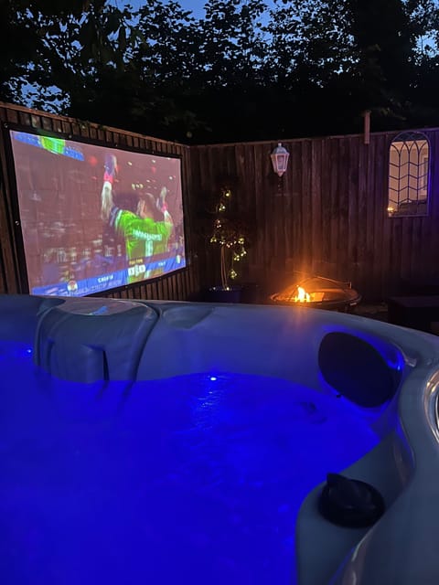 Outside hot tub