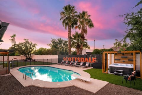 Enjoy our private pool surrounded by plenty of poolside loungers and a hot tub