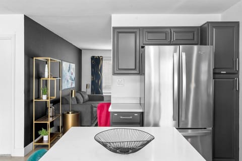 Large fridge and tons of cabinetry