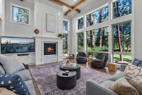Stunning Grand Room with Fireplace, TV, and Views