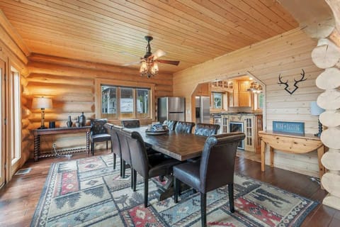 Attached dining room for family seating of 8 people