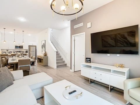 Comfortable and chic vibes in our cozy living room.