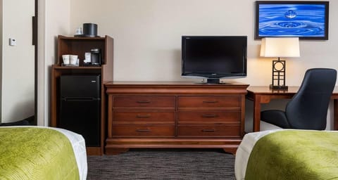 Fuel your day with in-room coffee and handy mini fridge.