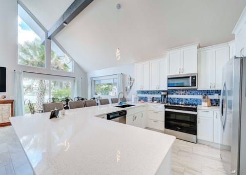 Water view from the kitchen and lots of counter space