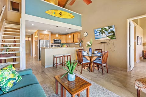 Ceiling fans throughout to help the singular window AC unit in the living room