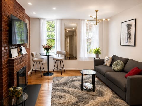 Bright living room — West Village vacation rental, NYC