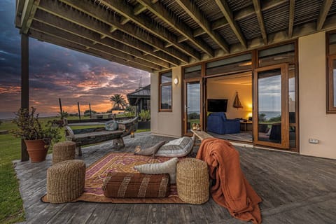 Covered deck for sunrise coffee or sunset drinks