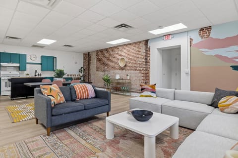 Guests say they love the spacious, open design Living Room-Dining Room-Kitchen.