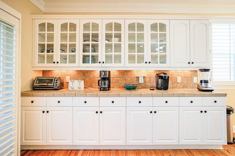 Lots of appliances and counter top space.