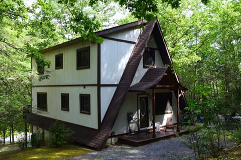 The main entrance to your vacation A-frame cabin.