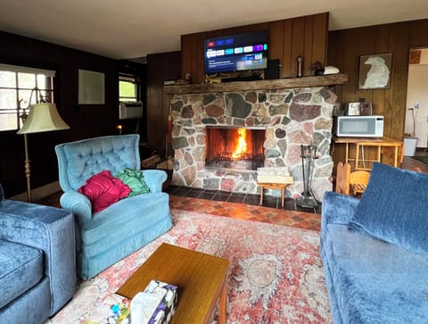 Smart TV in living room. Please use your own logins. 