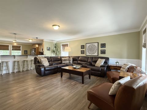 Open living dining kitchen area is great for spending time together