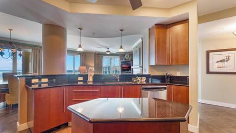 Kitchen and island ready for family dining.