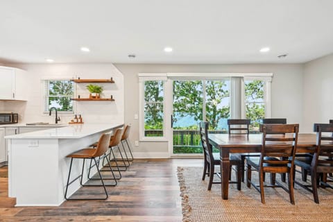 Cabin 1 | Kitchen & Dining Area | Lake Views