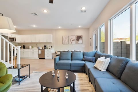 large sectional and coffee table