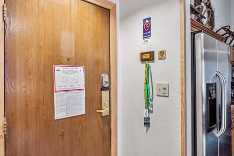 Entryway: Front door of home, 2 parking passes