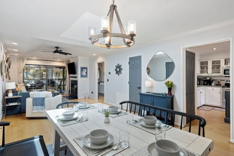 Dining table and living room