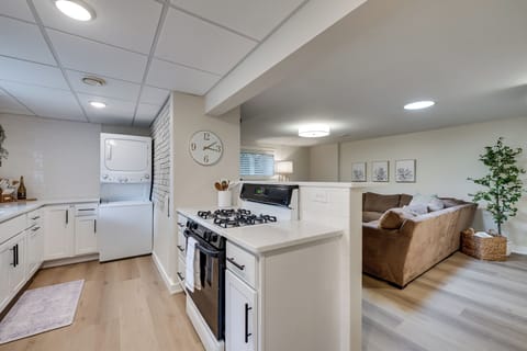 White on White - all you need in the one space - refrigerator, dishwasher, stove, microwave, and oversized clothes washer/dryer