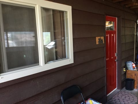 The Lucky Red door to the Sea Shell Inn
