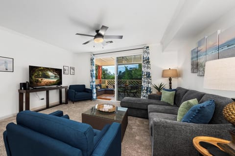 Spacious living room with lanai access