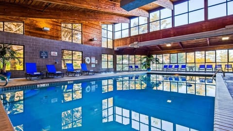 Dive into the sunlit indoor pool for year-round relaxation.