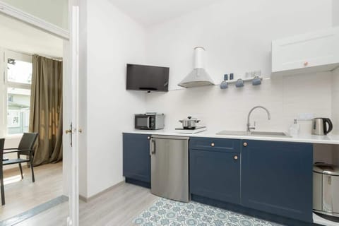 Kitchen area with microwave.