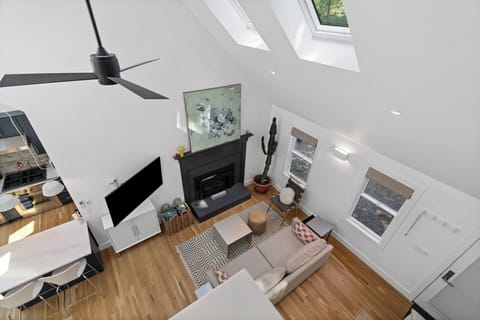 View from primary bedroom to living room