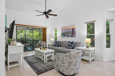Vaulted ceilings with skylight that floods the space with natural light