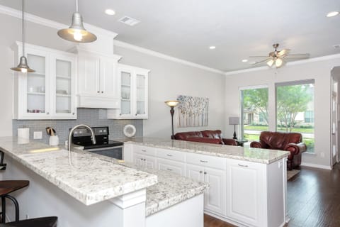 Kitchen with view towards living room