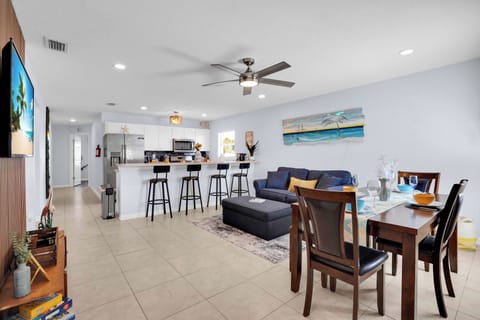 Spacious living room complete with local artwork custom made by Tim Steller.