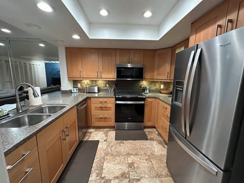 Fully equipped and updated kitchen with brand-new stainless Whirlpool appliances