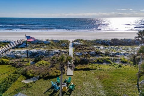 Private boardwalk leading from the yard directly to the beach on Duval Drive