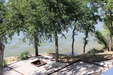 View of lake and fire pit