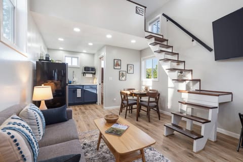 (Please note: These stairs are steeper than full size homes.)