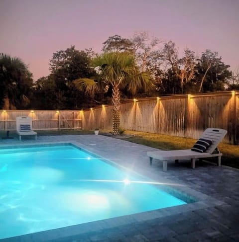 Outdoor and pool lighting for evening swimming
