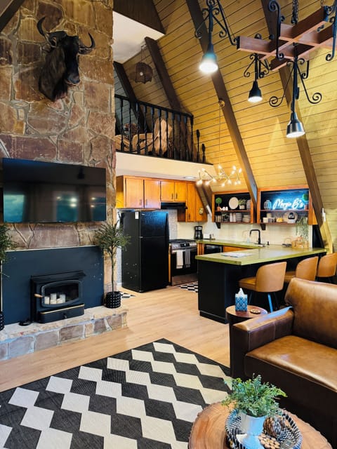 Full kitchen, gas stove, open to all the action