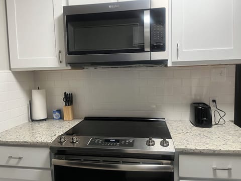 Kitchen microwave and stove