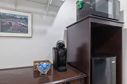 Keurig, microwave and fridge