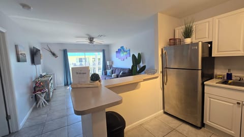 Kitchen overlooking living room