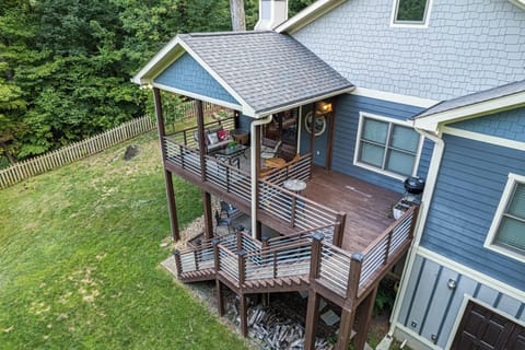 Back Porch Aerial (old grill in photo, replaced with propane grill in other photos)