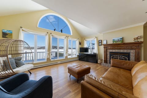 Living room with lake view