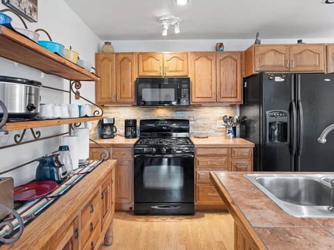 Updated kitchen with modern appliance
