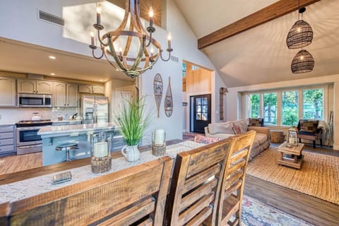 All the amenities of a modern home, but in the mountains! Large screen tv's throughout and a cozy wood burning fireplace. Firewood provided.