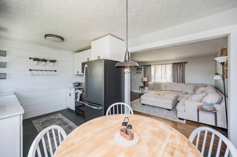Kitchen that leads into living room