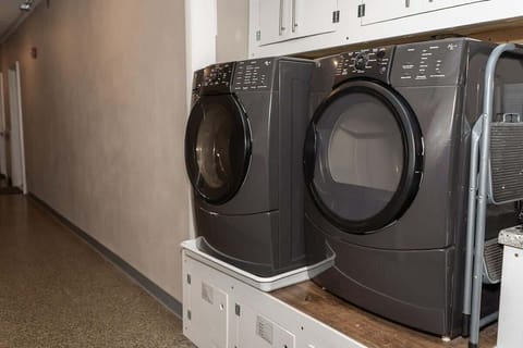 Shared washer and dryer available for guest use.