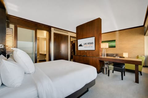 Sink into a plush king pillow-top mattress after a full day of Vegas fun 🛏️