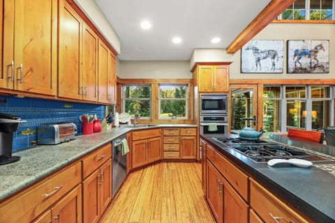 A modern kitchen equipped with all the essentials for your cooking needs