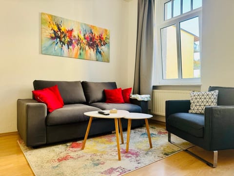 Living room with comfortable sofa bed