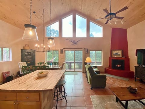 Open concept living room, kitchen, dining space