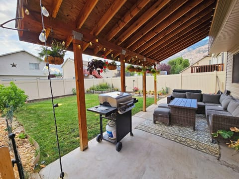 Backyard includes:
-Covered patio
-Grill
-Outdoor furniture
-Landscaped
-Fenced